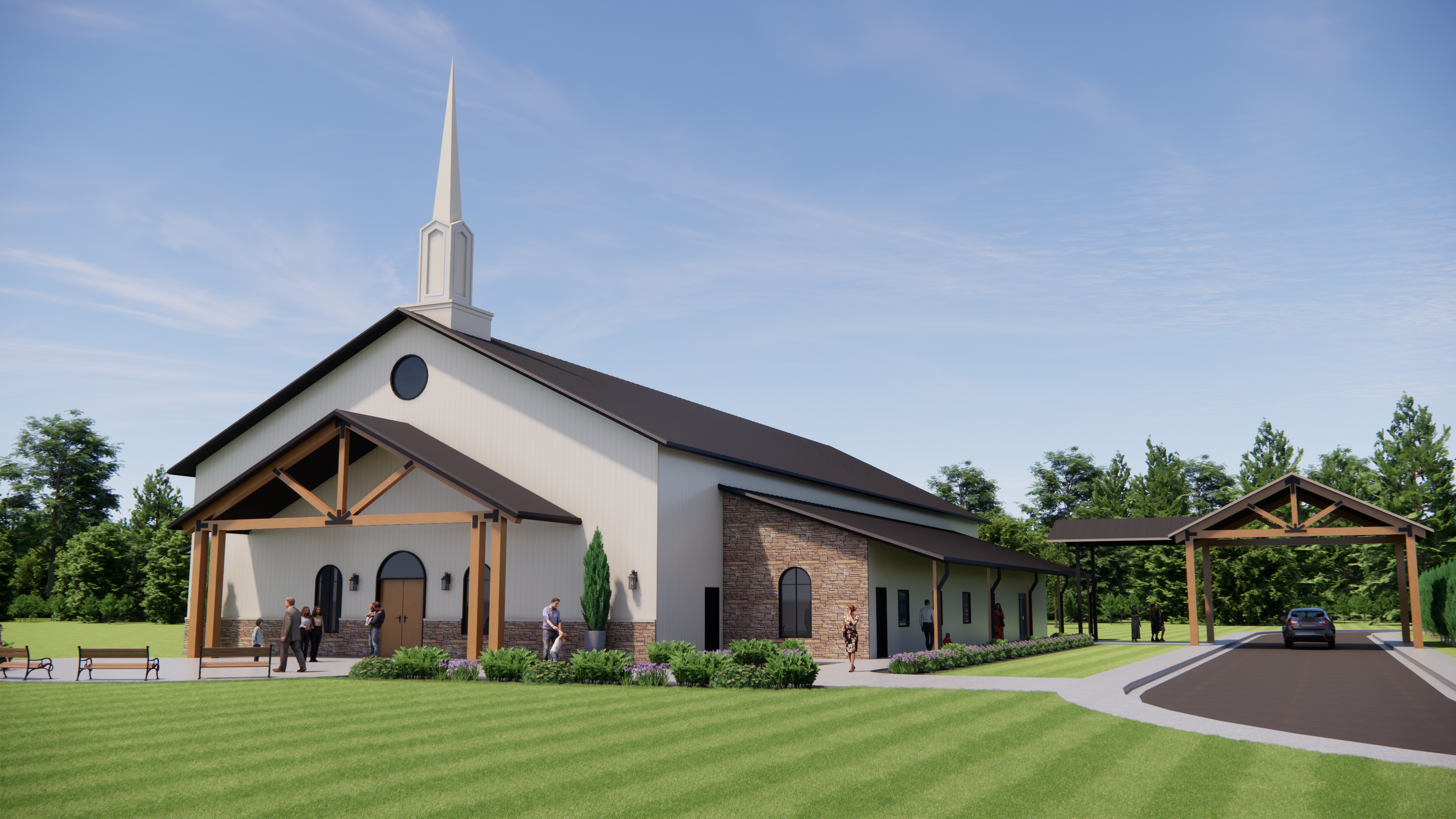 Exterior corner architectural rendering